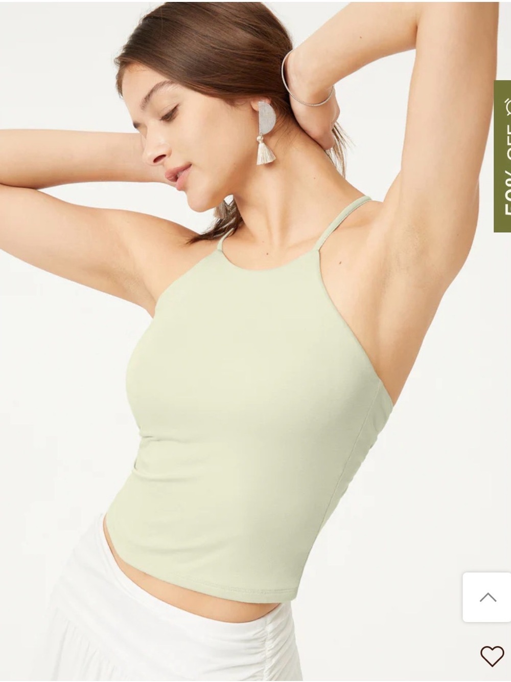 OGL Tie Back Bandless Crop Bra Tank Top Soft Lily Large - Picture 2 of 6